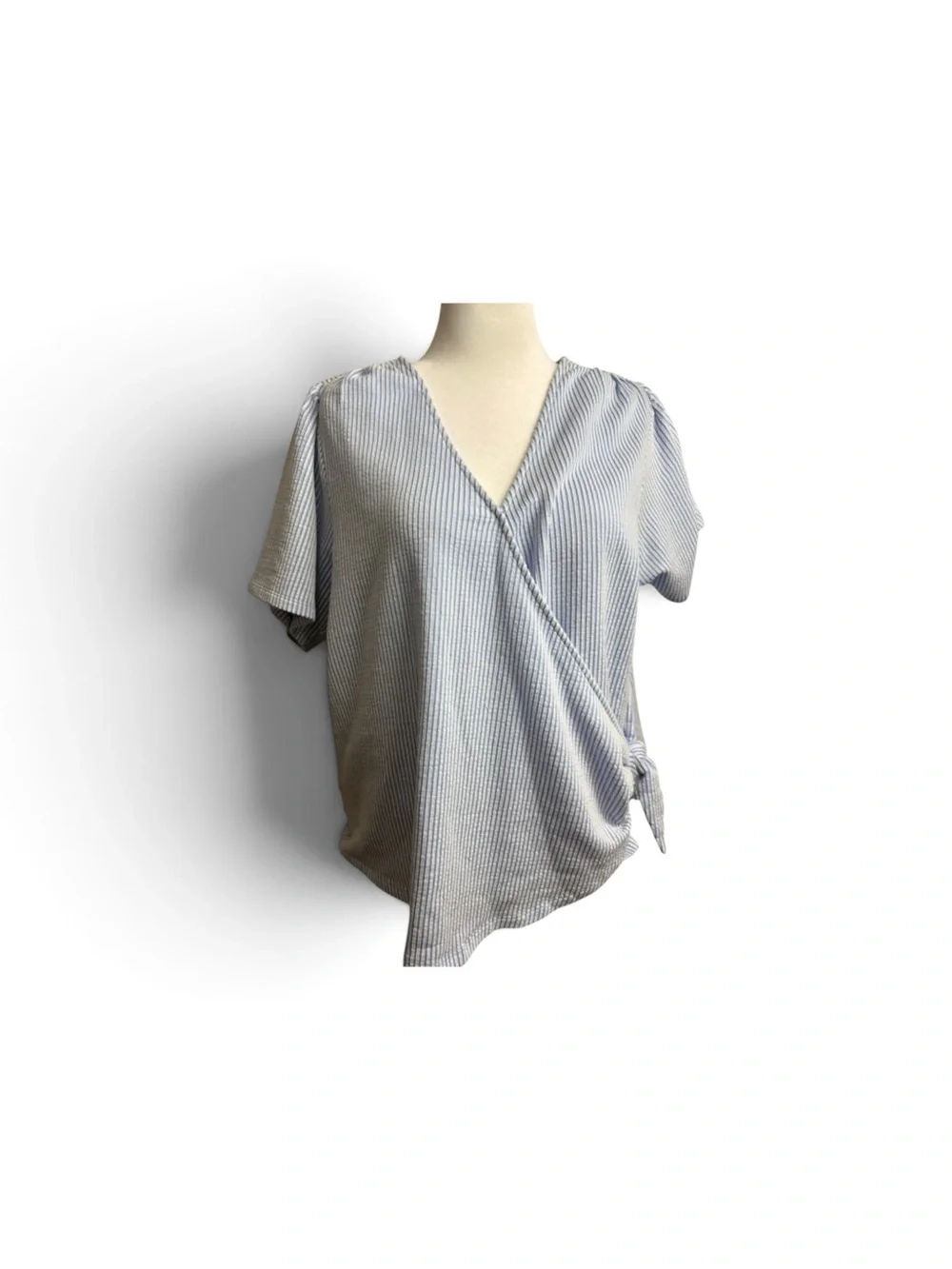 Michael Kors Light Blue Striped Wrap Blouse size 2X